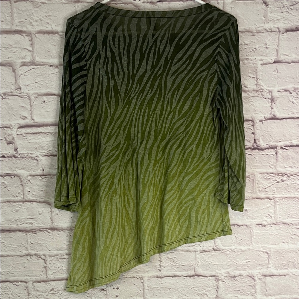 Olive Zebra Print Asymmetrical Women's Top - Picture 4 of 4